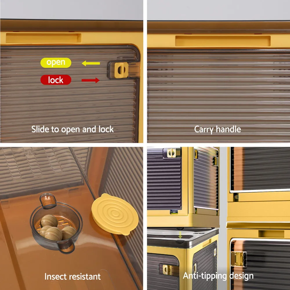 115L Storage Container Foldable Stackable Large 5 Sides Open Transparent