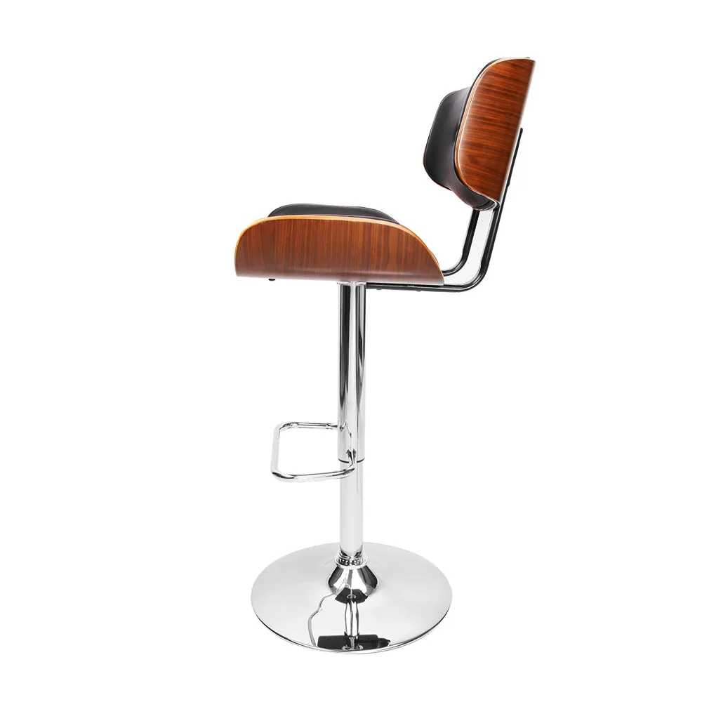 117cm Ancona Wooden Gas Lift Bar Stool - Black & Chrome