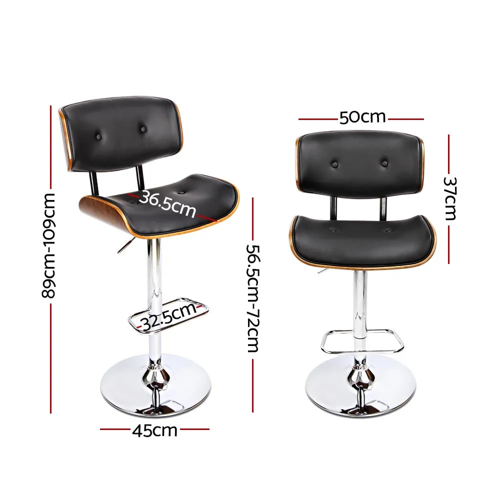 117cm Ancona Wooden Gas Lift Bar Stool - Black & Chrome