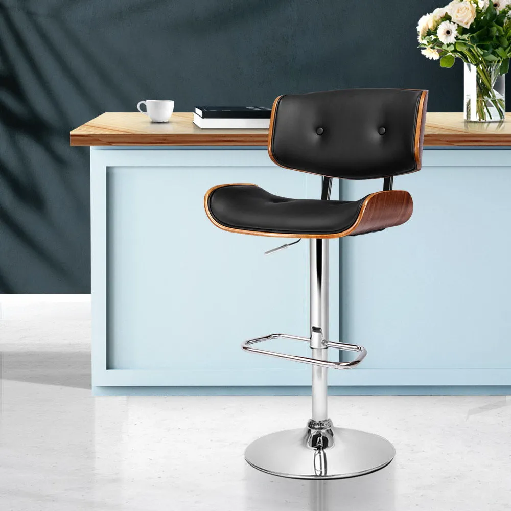 117cm Ancona Wooden Gas Lift Bar Stool - Black & Chrome