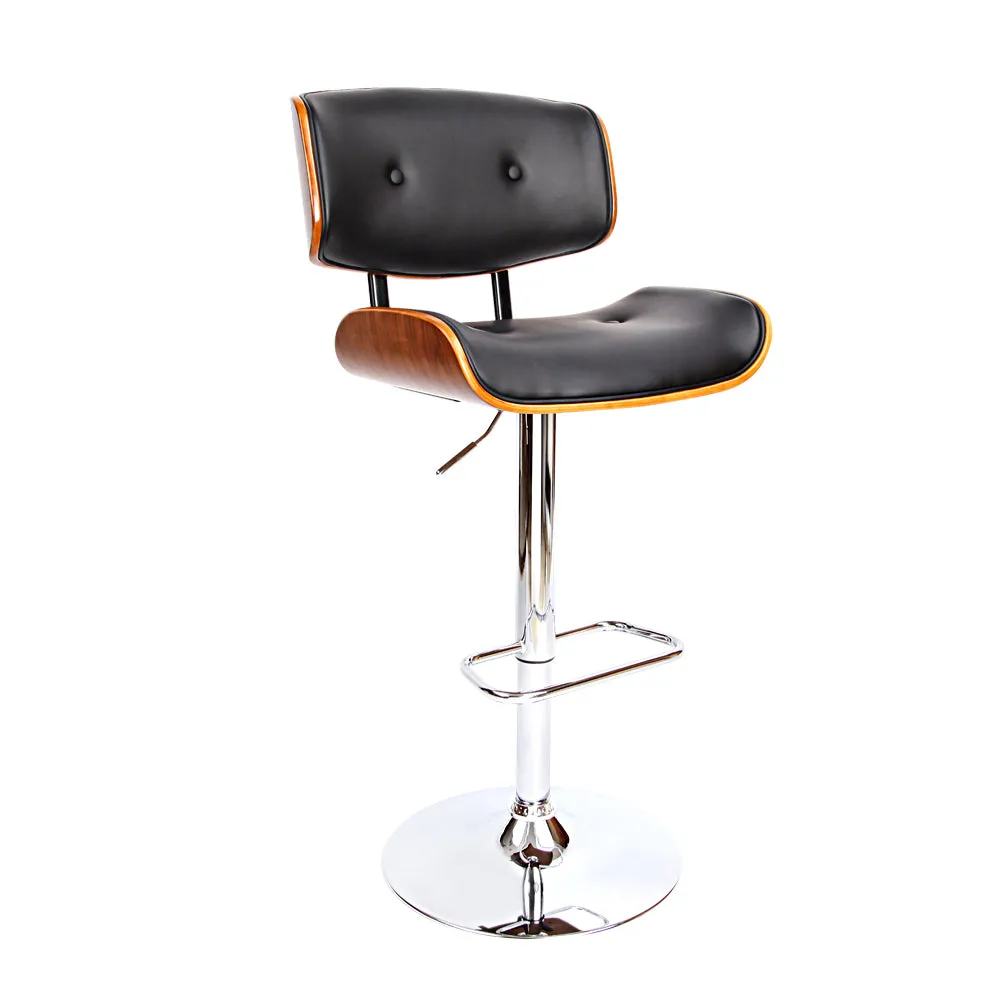 117cm Ancona Wooden Gas Lift Bar Stool - Black & Chrome