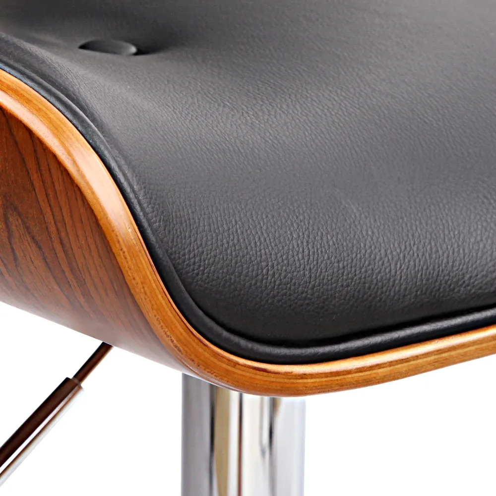 117cm Ancona Wooden Gas Lift Bar Stool - Black & Chrome
