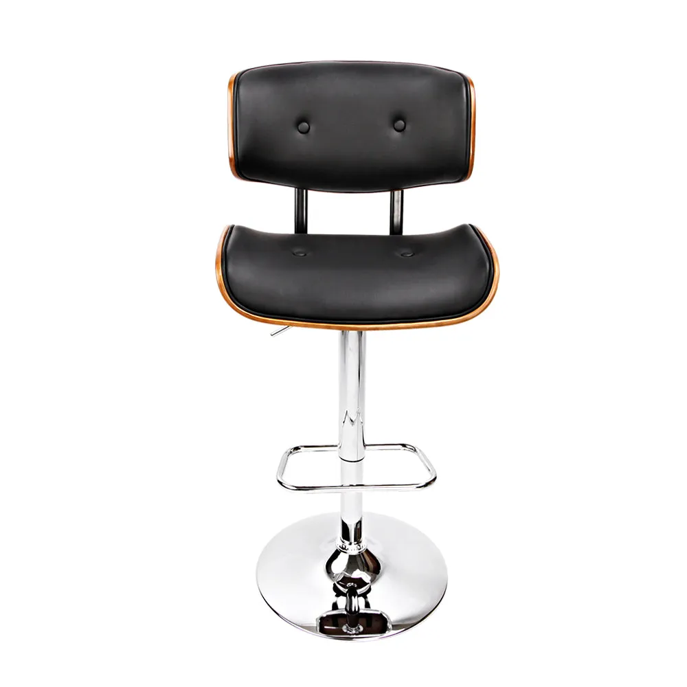 117cm Ancona Wooden Gas Lift Bar Stool - Black & Chrome