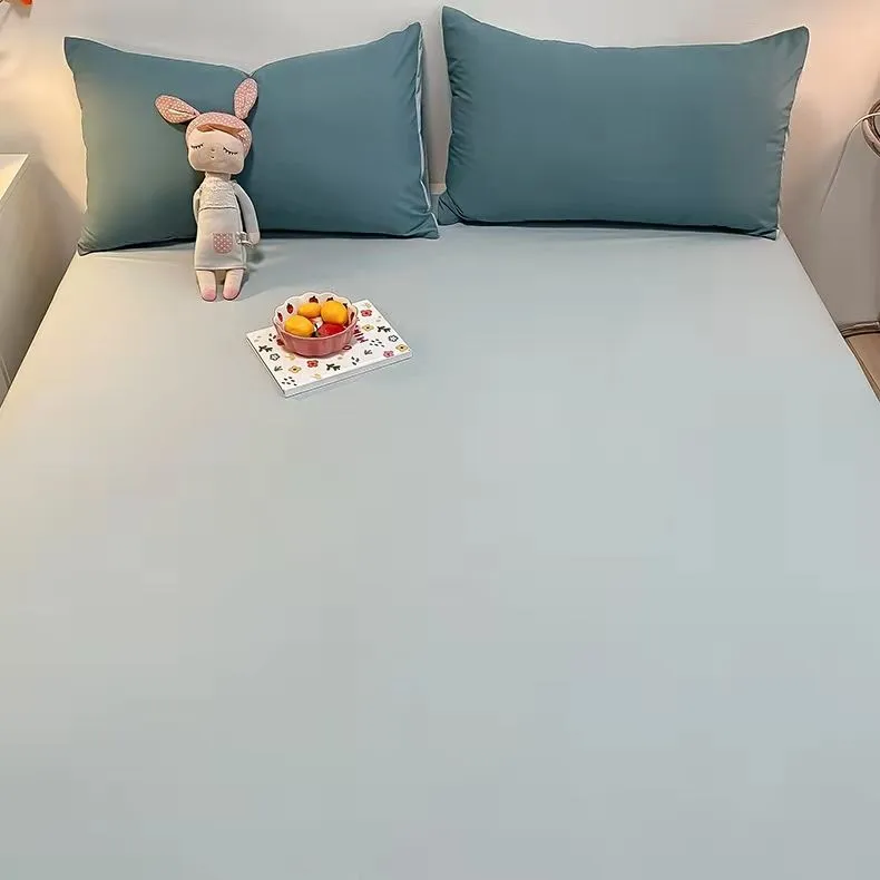 4 Pieces Solid Color Bed Sheet Set, Natural Flax Cotton Blend Soft Bedding, Bedding Super Soft /Comfortable/ Hypoallergenic/ Breathable