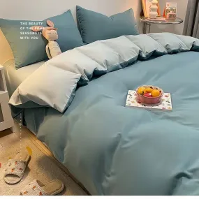 4 Pieces Solid Color Bed Sheet Set, Natural Flax Cotton Blend Soft Bedding, Bedding Super Soft /Comfortable/ Hypoallergenic/ Breathable