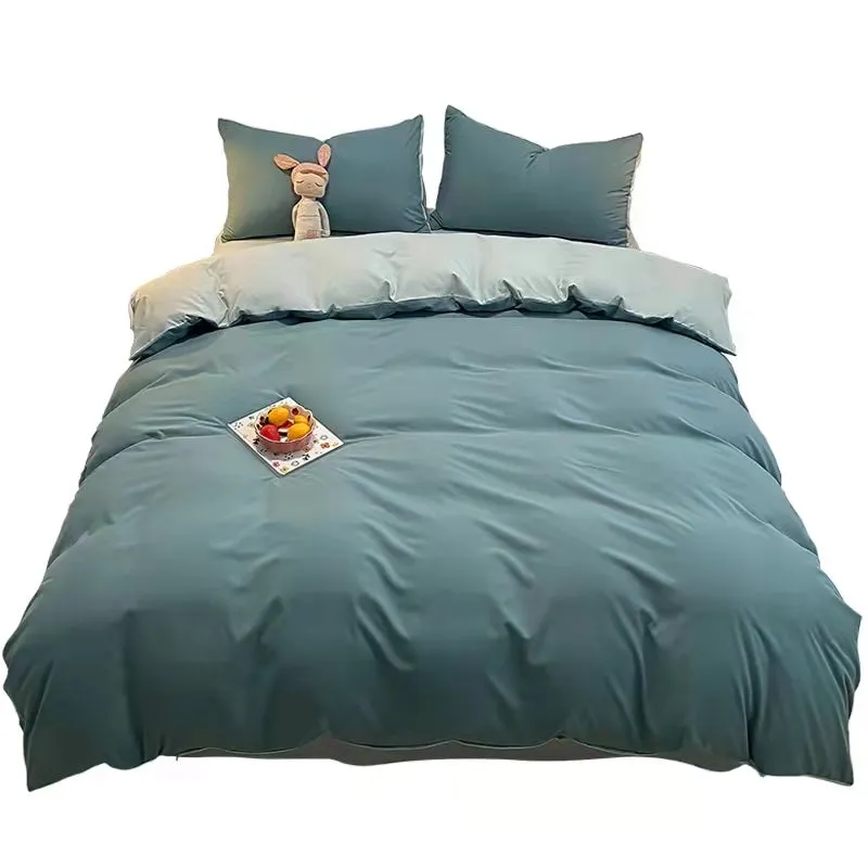 4 Pieces Solid Color Bed Sheet Set, Natural Flax Cotton Blend Soft Bedding, Bedding Super Soft /Comfortable/ Hypoallergenic/ Breathable