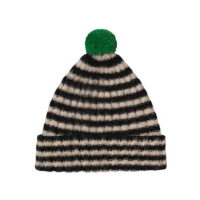 Brushed Narrow Stripe Hat - Black and Oatmeal