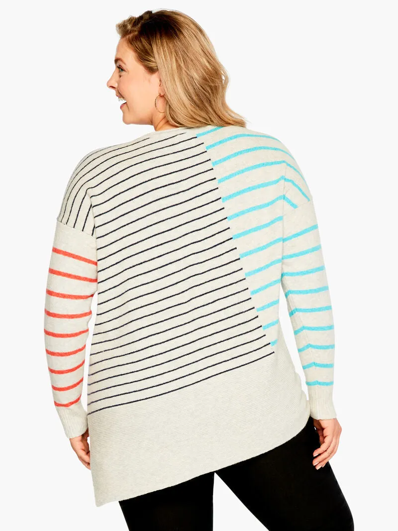 Cozy Up Striped Sweater in Blue Multi