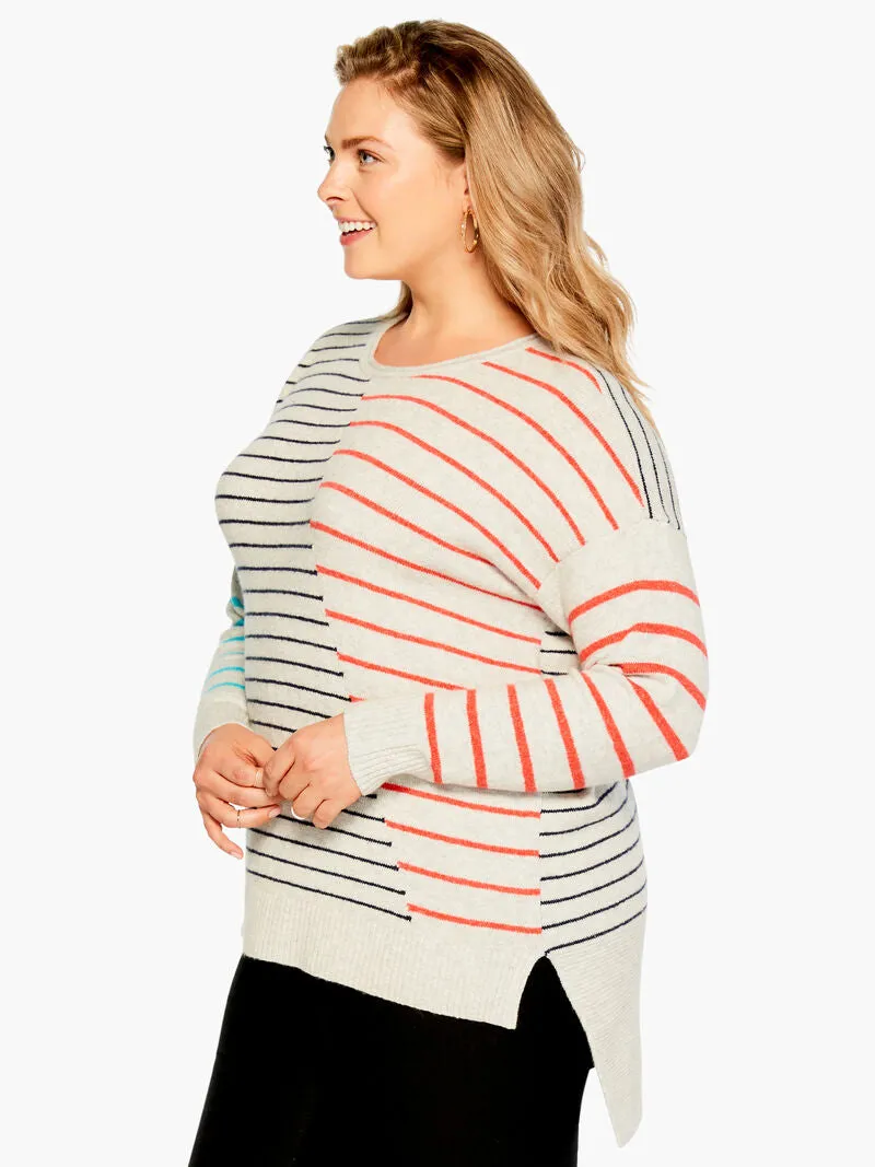 Cozy Up Striped Sweater in Blue Multi