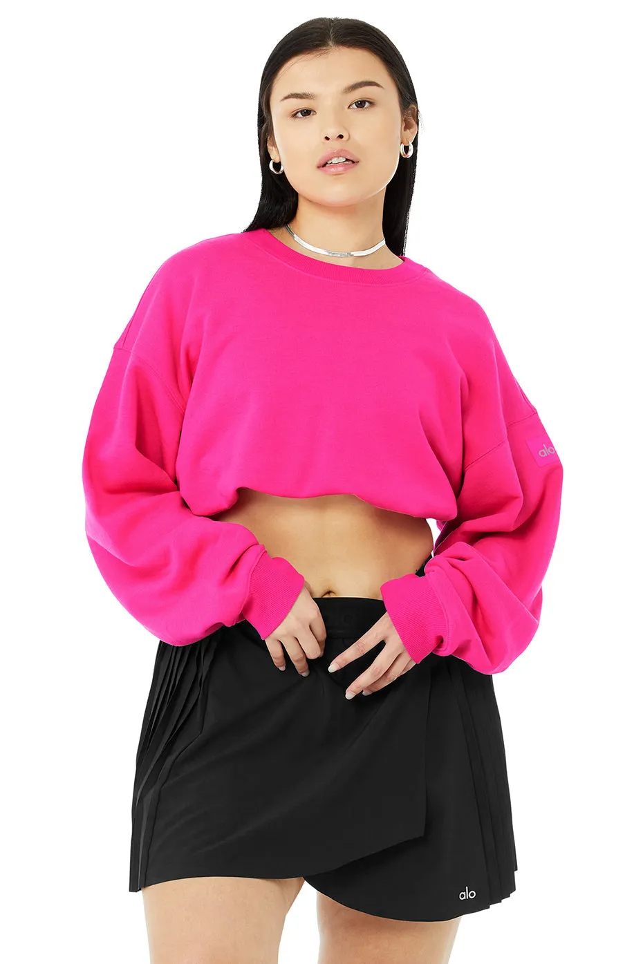 Devotion Crew Neck Pullover - Neon Pink