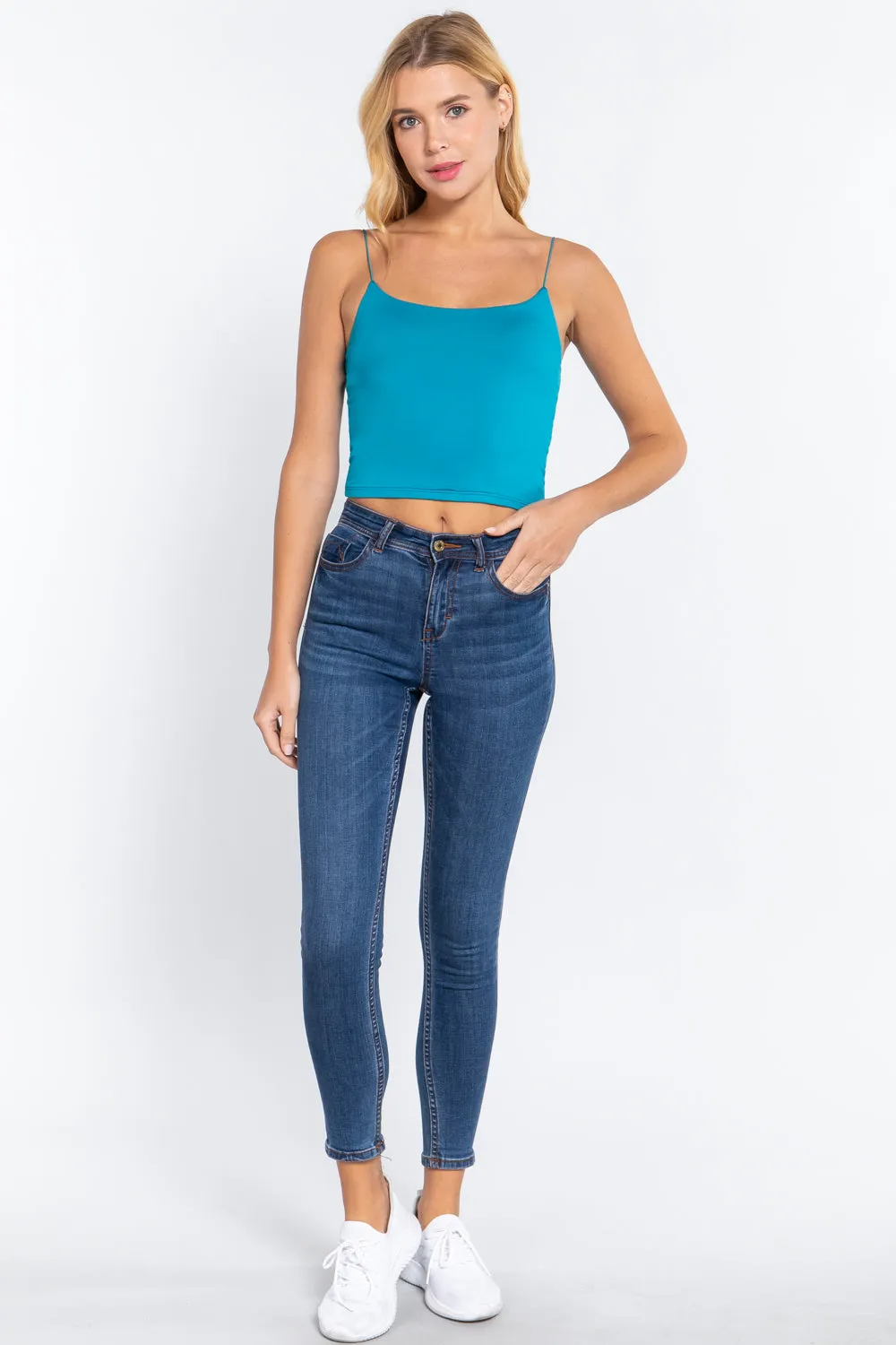 Elastic Strap Two Ply Dty Brushed Knit Cami Top - Ships from The USA
