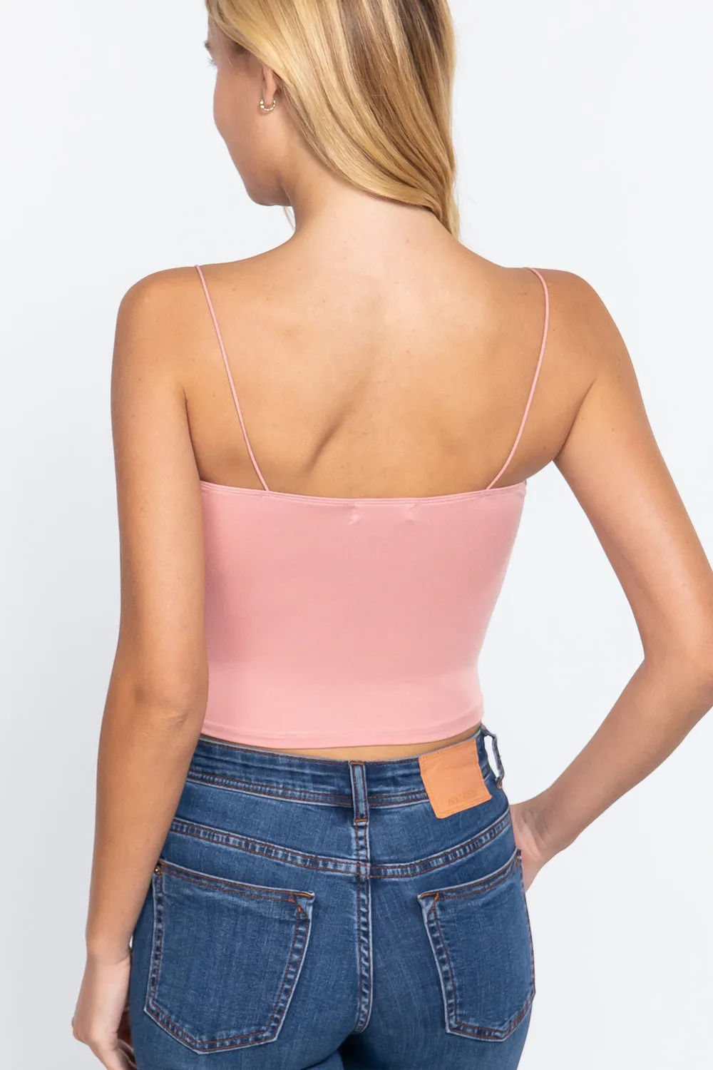 Elastic Strap Two Ply Dty Brushed Knit Cami Top - Ships from The USA