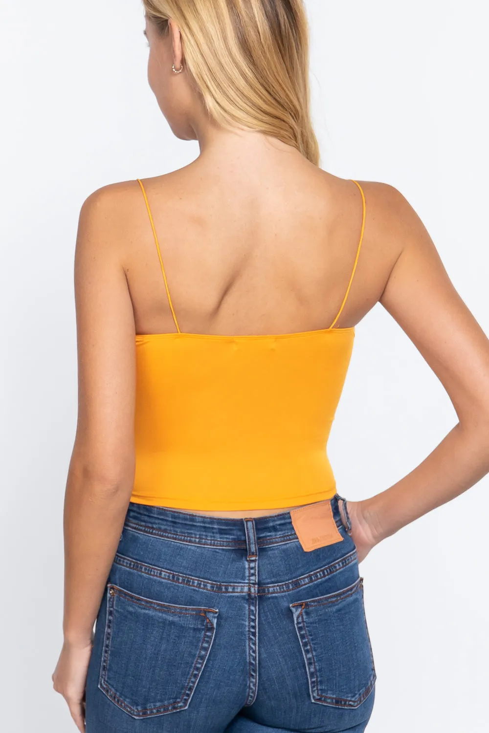 Elastic Strap Two Ply Dty Brushed Knit Cami Top - Ships from The USA