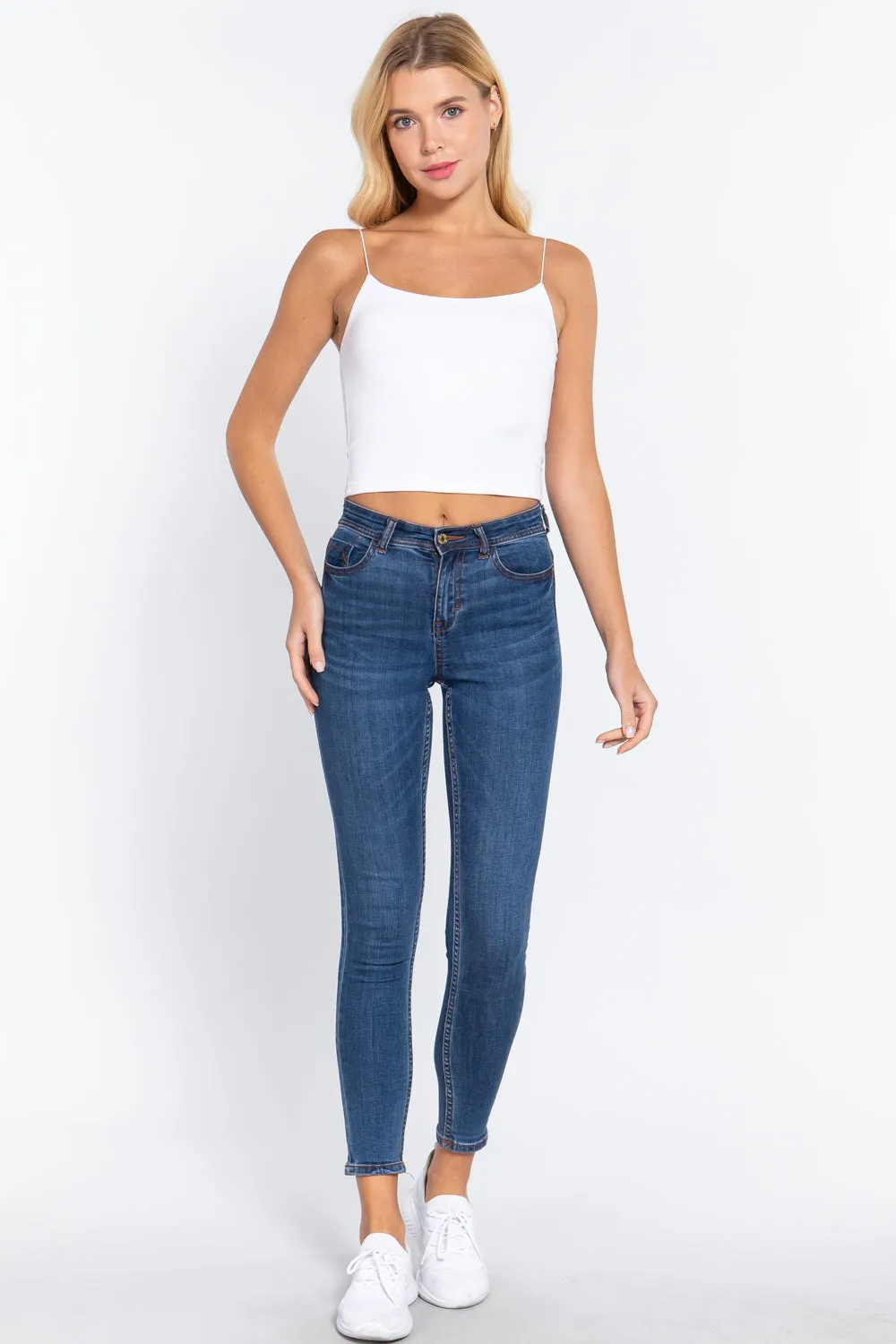 Elastic Strap Two Ply Dty Brushed Knit Cami Top - Ships from The USA