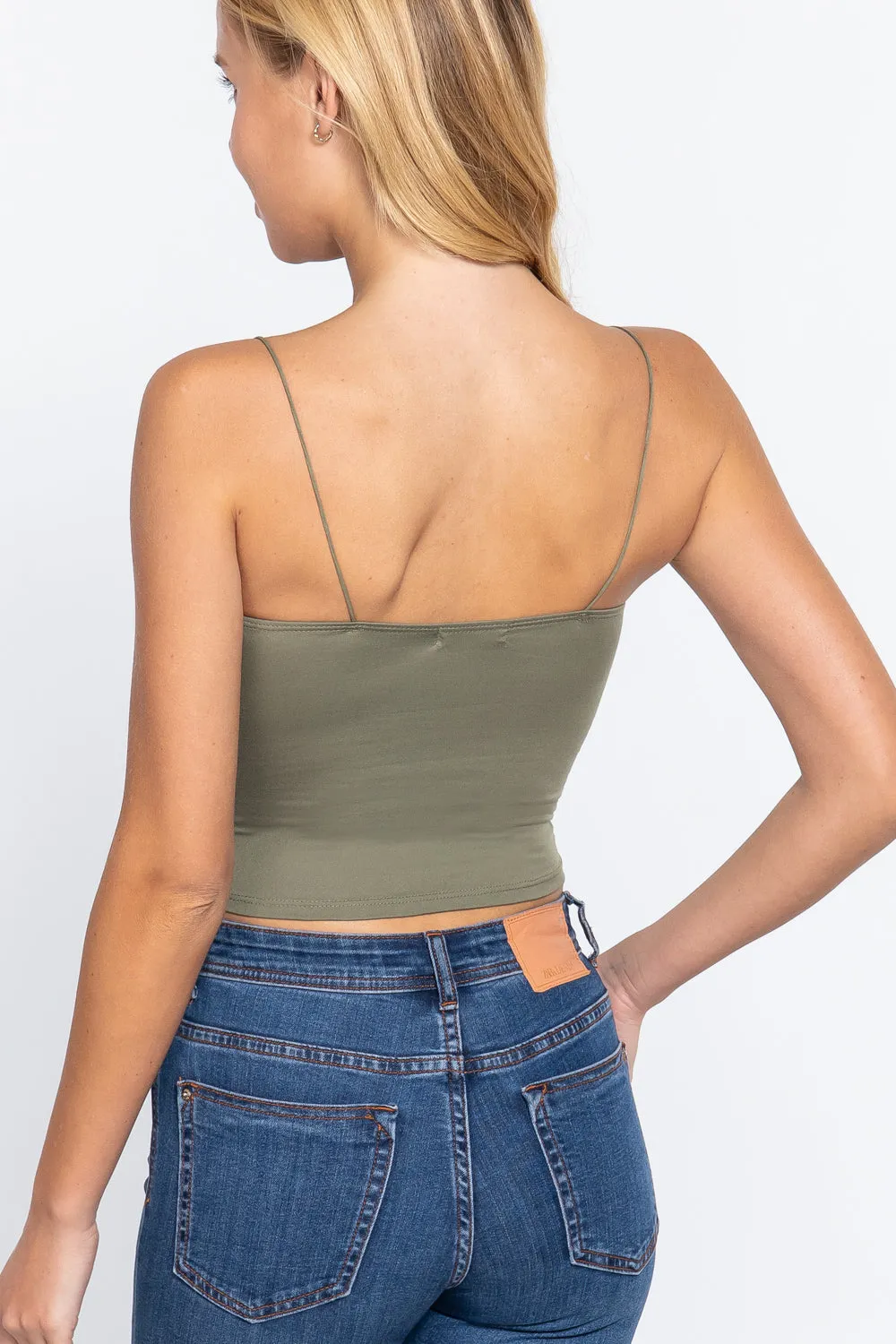 Elastic Strap Two Ply Dty Brushed Knit Cami Top - Ships from The USA