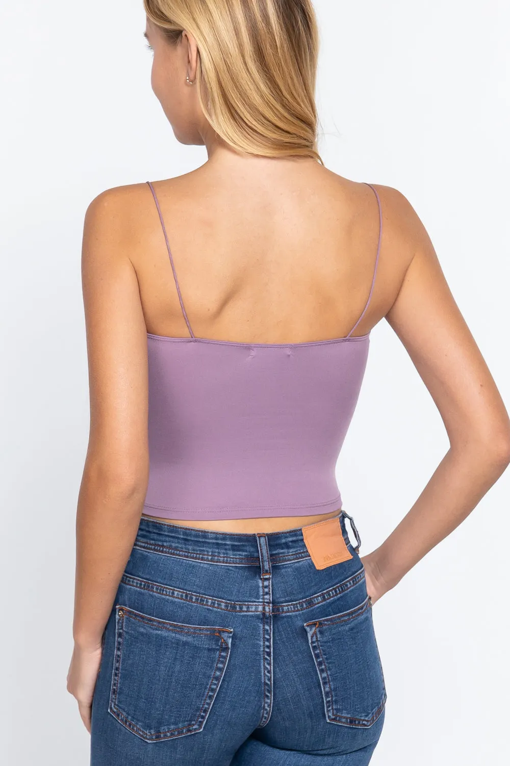 Elastic Strap Two Ply Dty Brushed Knit Cami Top - Ships from The USA