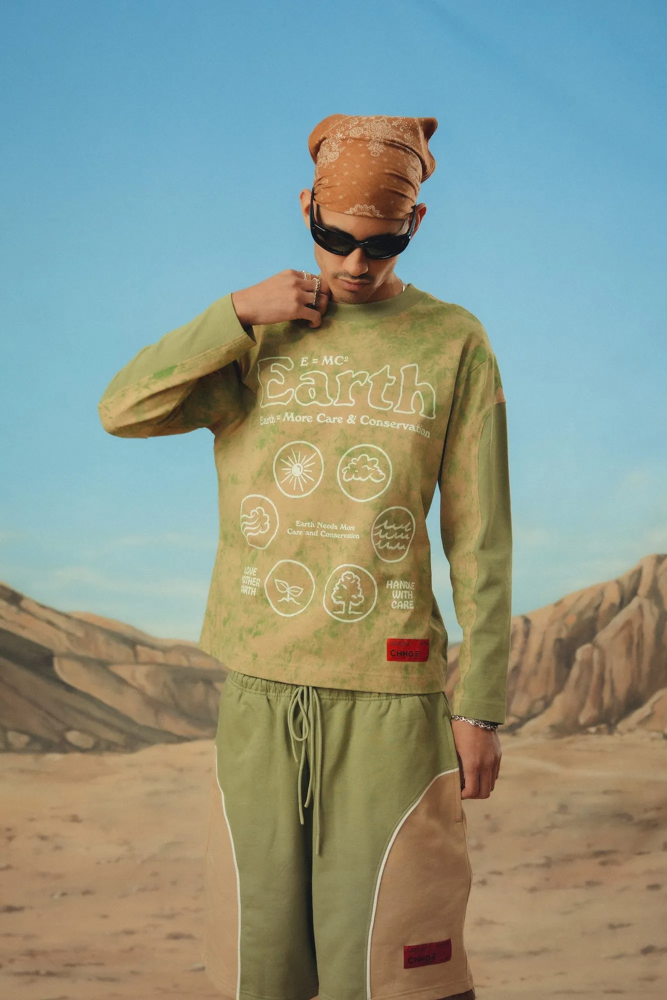 E=MC2 Colorblocked Tie-Dye L/S Tee