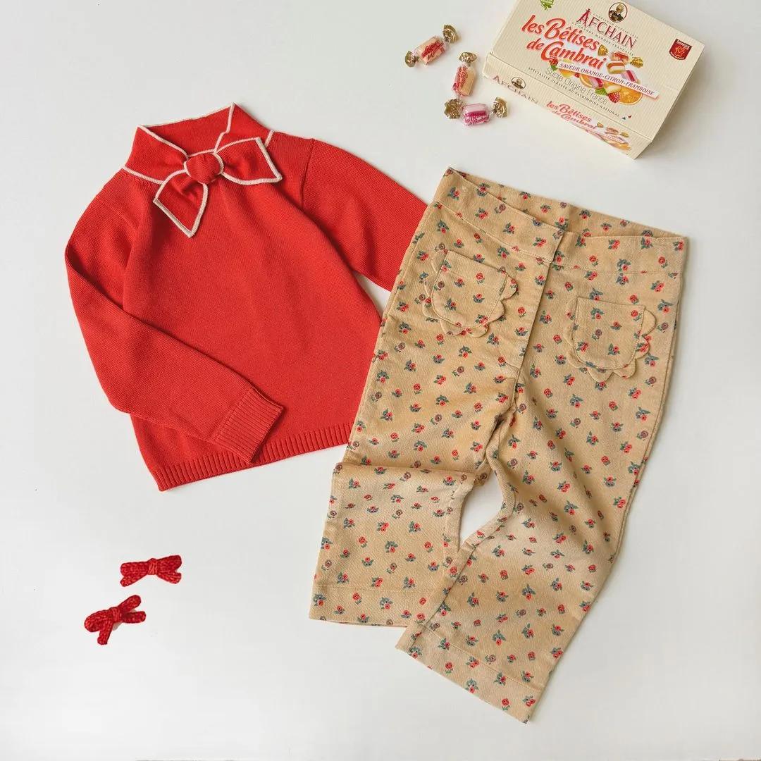Emile Et Ida :: Pantalon Poches Fleurs Pavot Sable