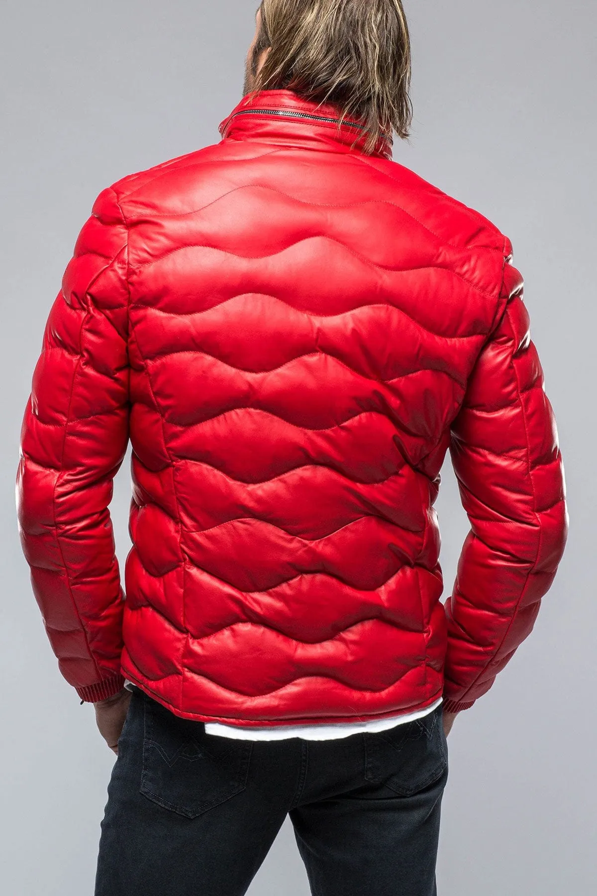 Heinzer Leather Puffer in Red