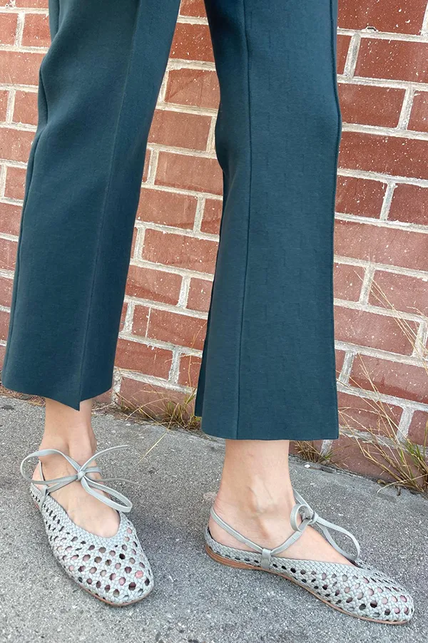 Kick Stretch-Cotton Pants in Subtle Jacquard Slate