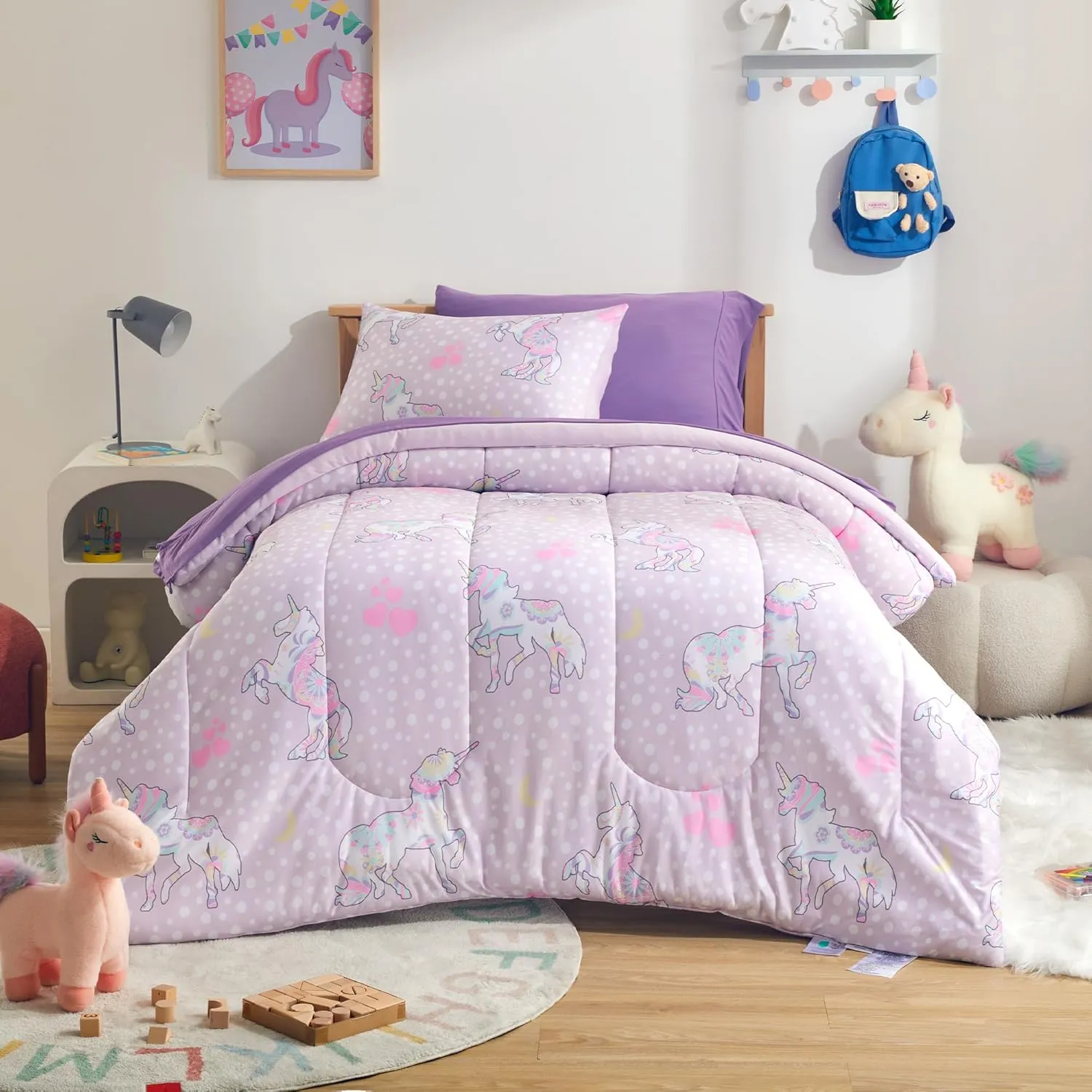 Kids Printed Jersey Knit Comforter Set Bedding Set with Sheets and Pillowcases
