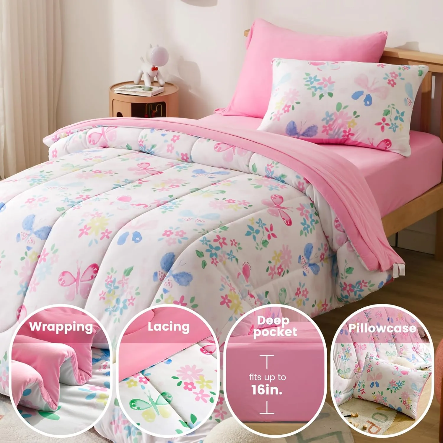 Kids Printed Jersey Knit Comforter Set Bedding Set with Sheets and Pillowcases