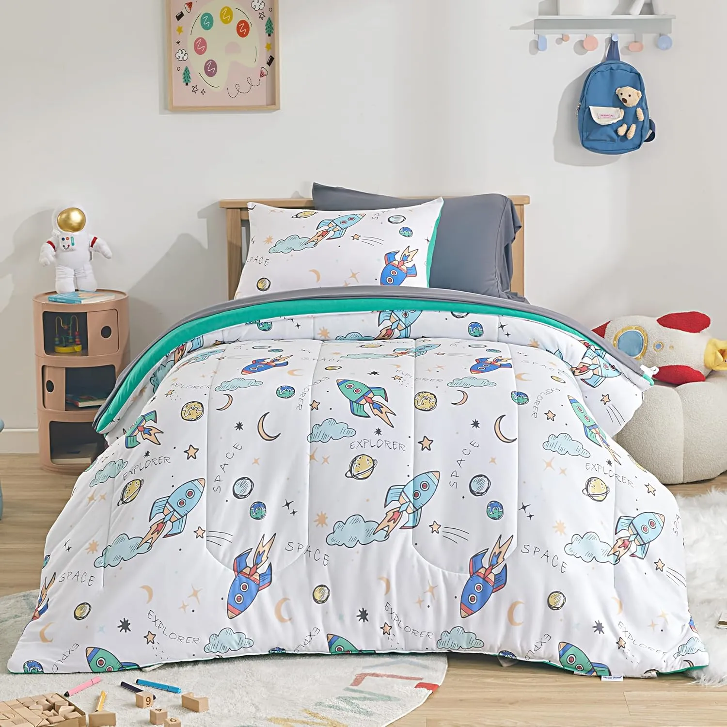 Kids Printed Jersey Knit Comforter Set Bedding Set with Sheets and Pillowcases