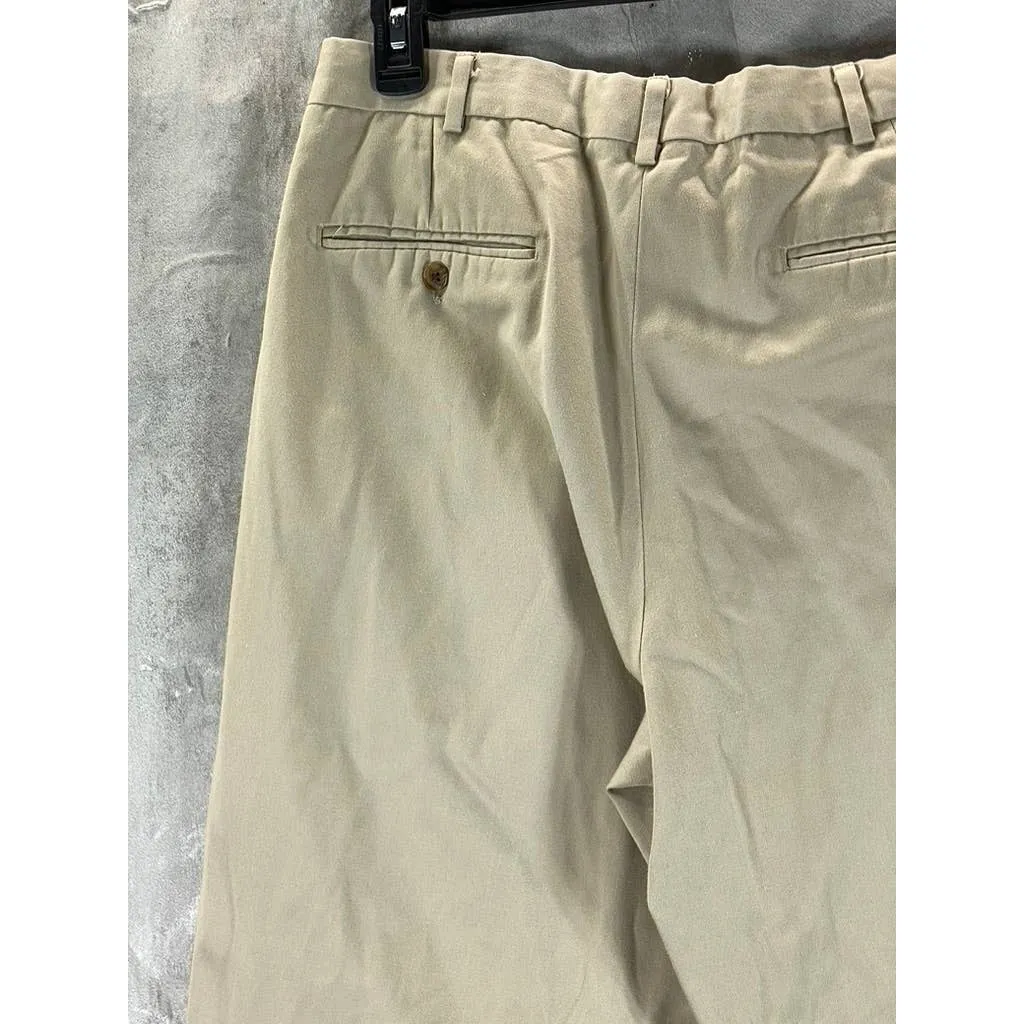 LANDS' END Men's Light Stone Pleated Regular-Fit Straight-Leg Chino Pant SZ35x29