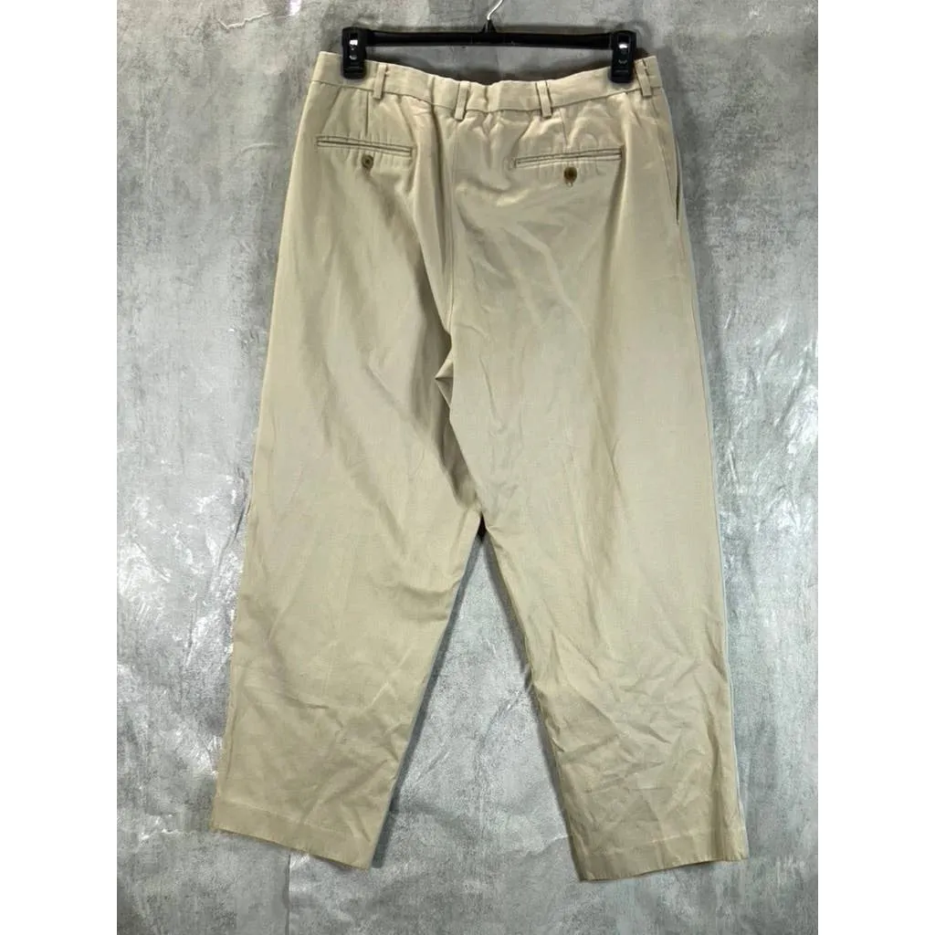LANDS' END Men's Light Stone Pleated Regular-Fit Straight-Leg Chino Pant SZ35x29