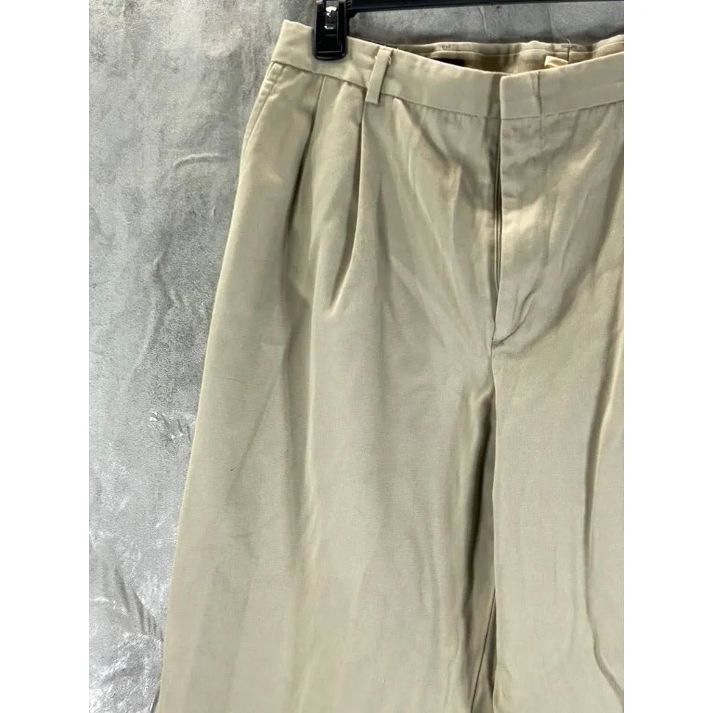 LANDS' END Men's Light Stone Pleated Regular-Fit Straight-Leg Chino Pant SZ35x29