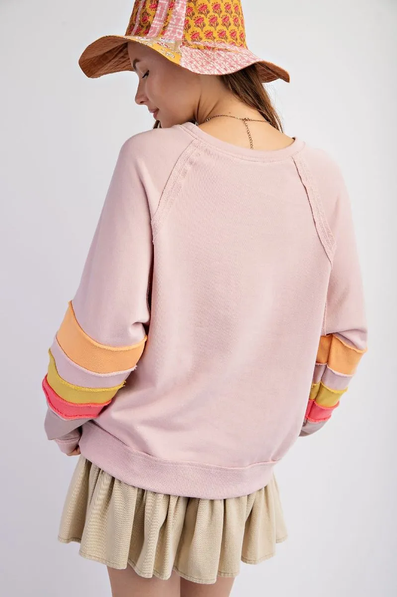 Lyla Color Block Pullover - Rose