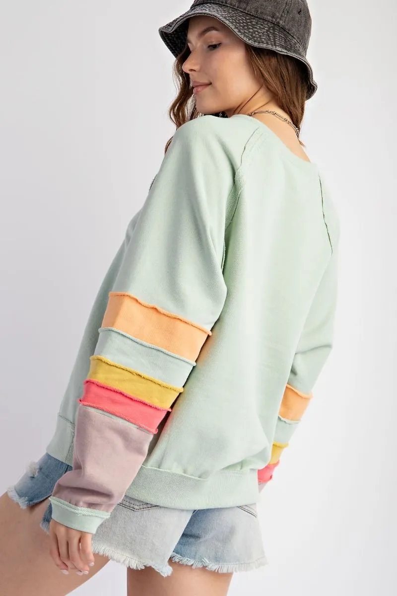 Lyla Color Block Pullover - Sage