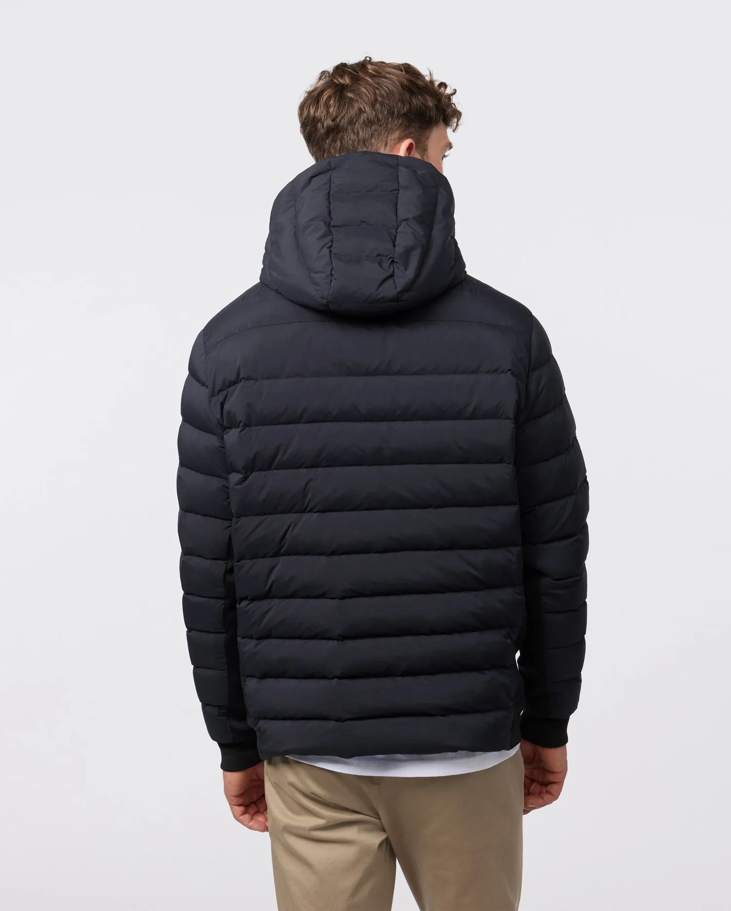 MENS EVANSTON DOWN PUFFER JACKET WITH RIB INSERTS AND REMOVABLE HOOD - B6N527Z1OW