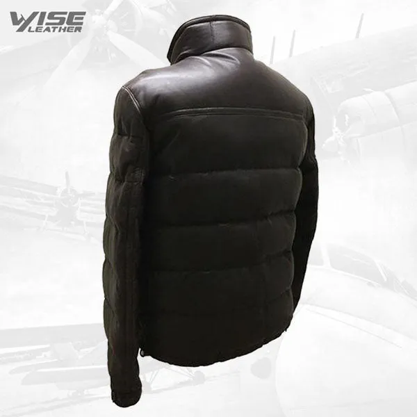 Men’s Puffer Body Warmer Leather Waistcoat Sleeveless Casual Jacket