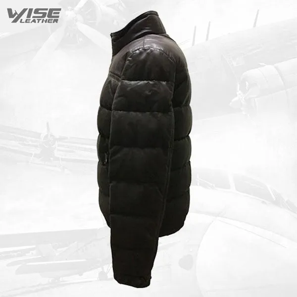 Men’s Puffer Body Warmer Leather Waistcoat Sleeveless Casual Jacket