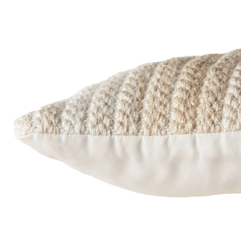 New - 13"x21" Oversize Indoor & Outdoor Vibe by Austrel Ombre Lumbar Throw Pillow Cover Cream/White - Jaipur Living
