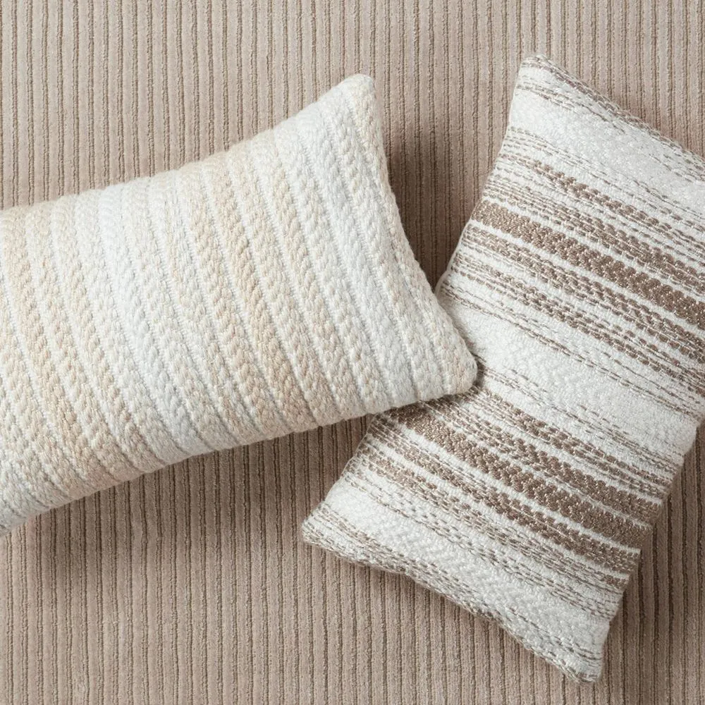 New - 13"x21" Oversize Indoor & Outdoor Vibe by Austrel Ombre Lumbar Throw Pillow Cover Cream/White - Jaipur Living