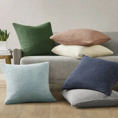 New - 26"x26" Oversized Bree Knit Square Throw Pillow Cover Gray - Ink Ivy