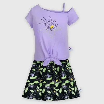 New - Girls' Disney Tiana 2pc Top and Bottom Matching Set - Purple/Black 11-12 - Disney Store