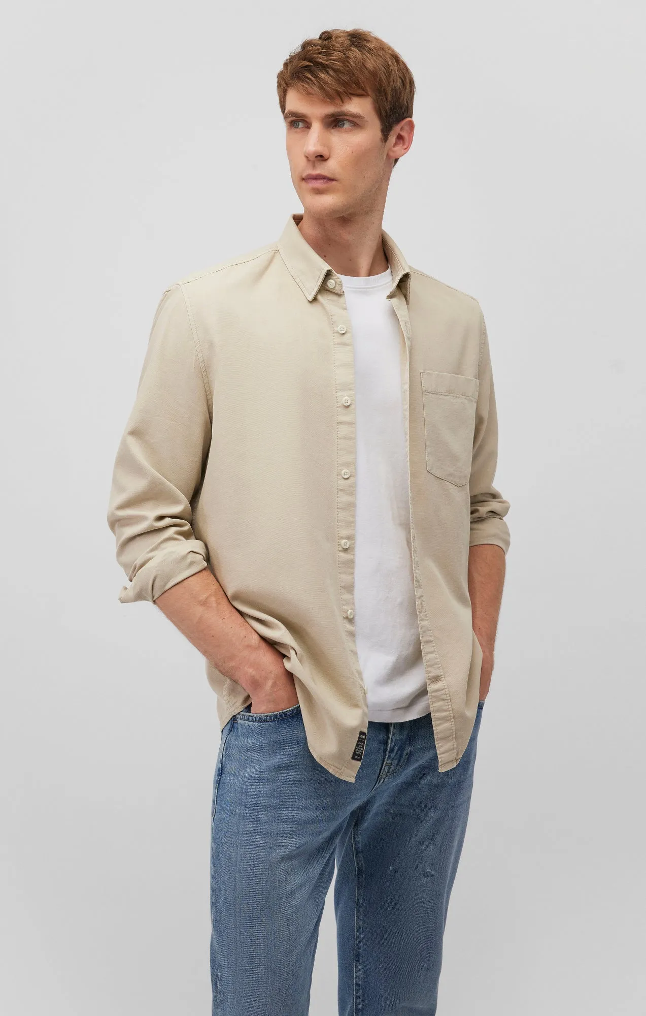 ONE POCKET BUTTON-UP SHIRT IN PELICAN