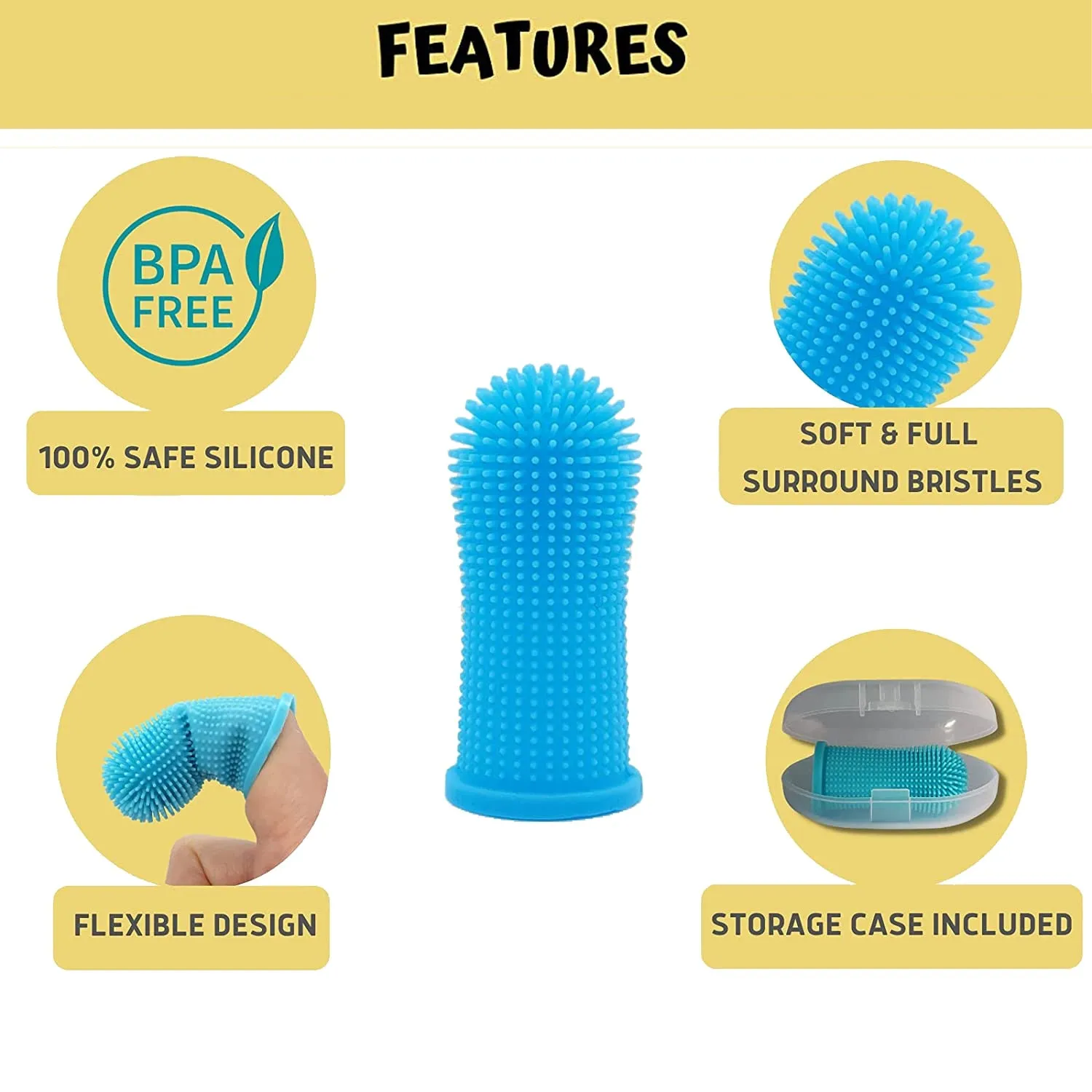 Pet Finger Nontoxic Toothbrush for Pet Teeth Cleaning