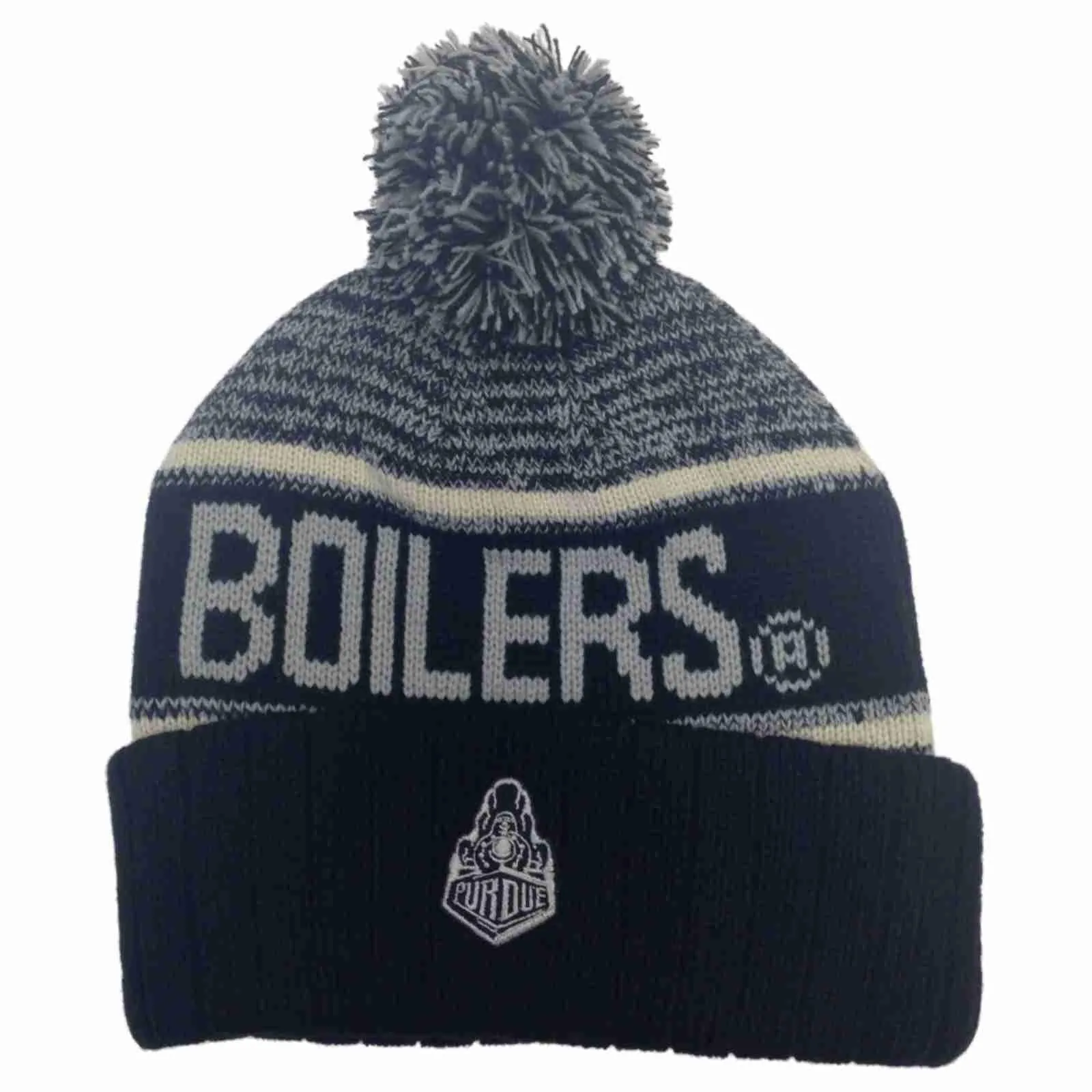 Purdue Boilermakers TOW Black Gray Acid Rain Cuffed Poof Winter Hat Cap Beanie