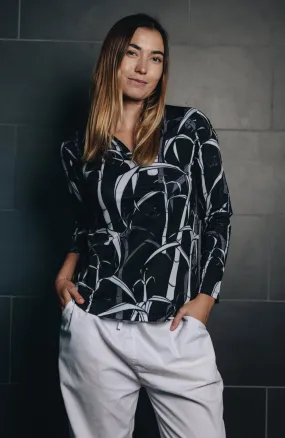 "Sugarcane" Onyx Fields - OGA Women's Long Sleeve Polo - Onyx