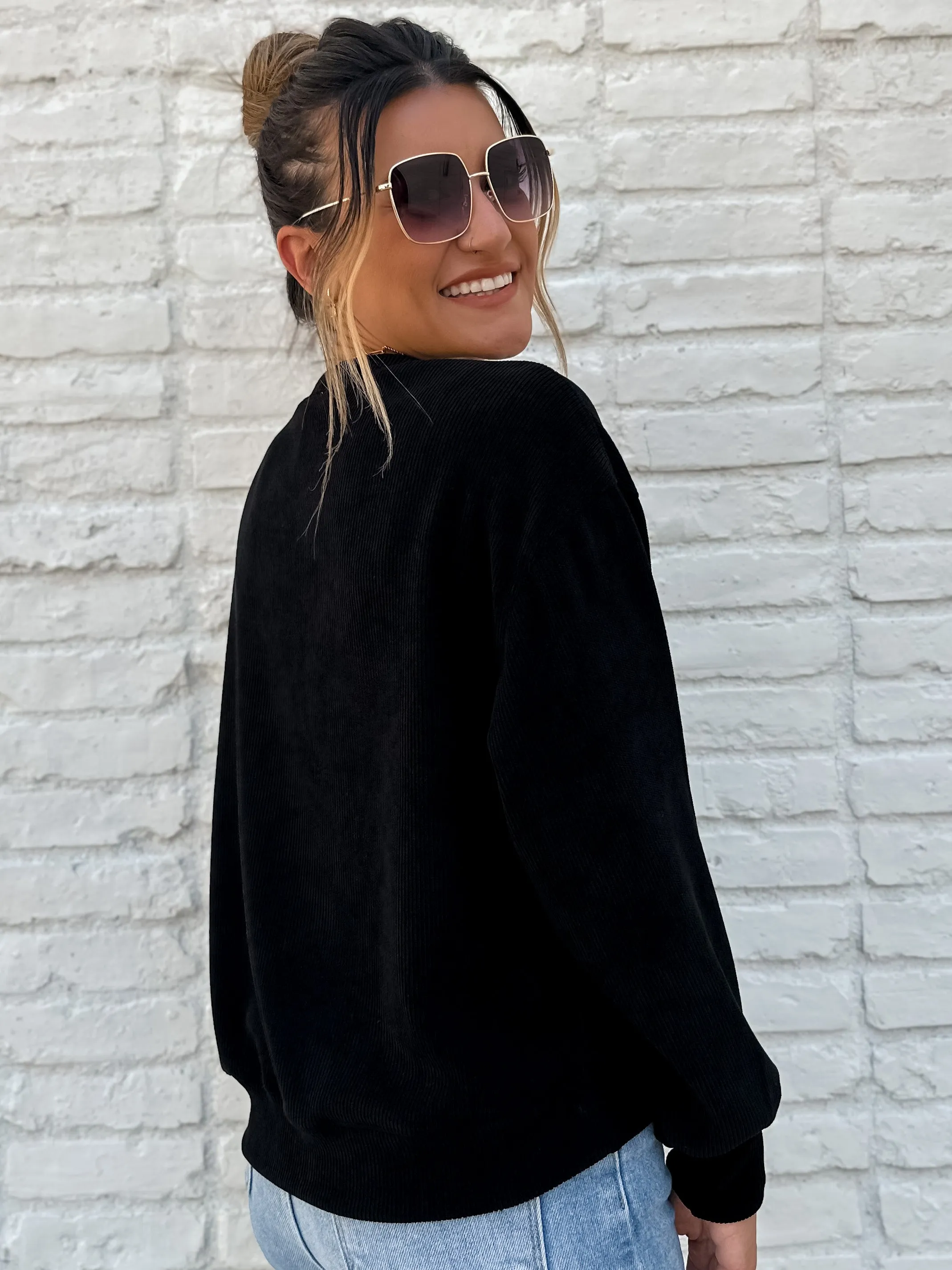 Relaxed Ribbed Pullover - Black