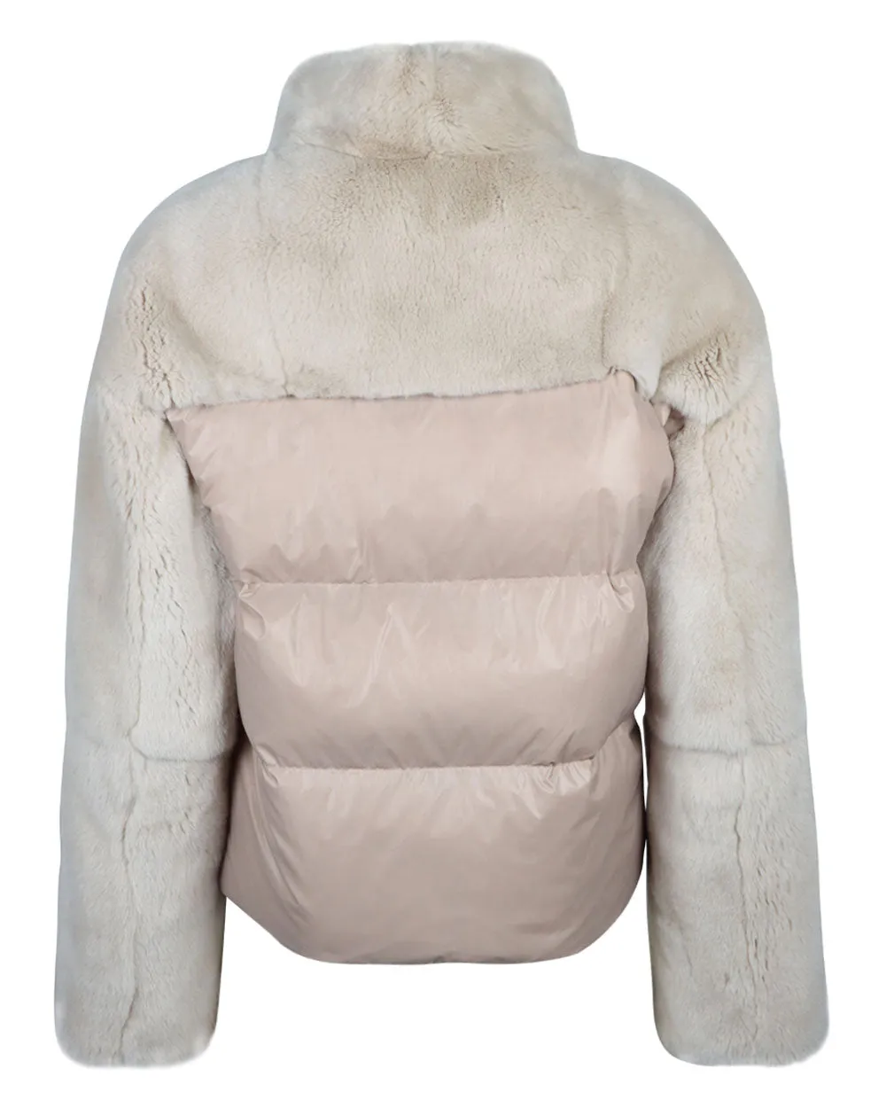Rex Rabbit Down Filled Puffer Jacket in Champagne