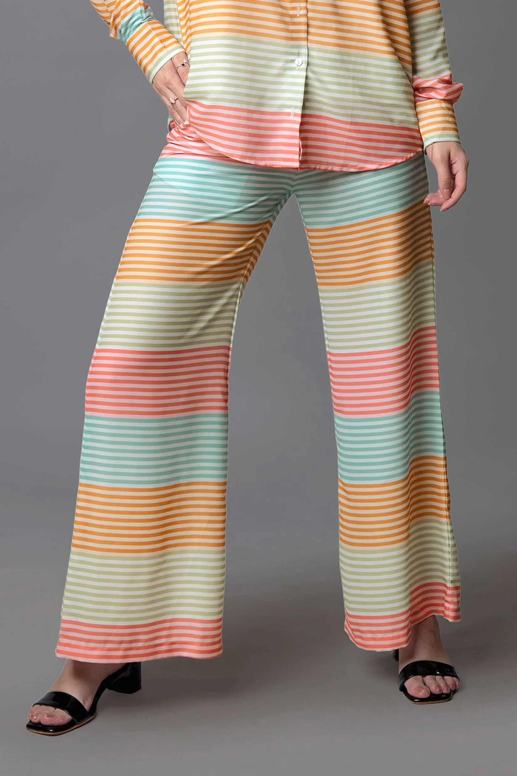 Stripes Regular Fit Flared Bottom