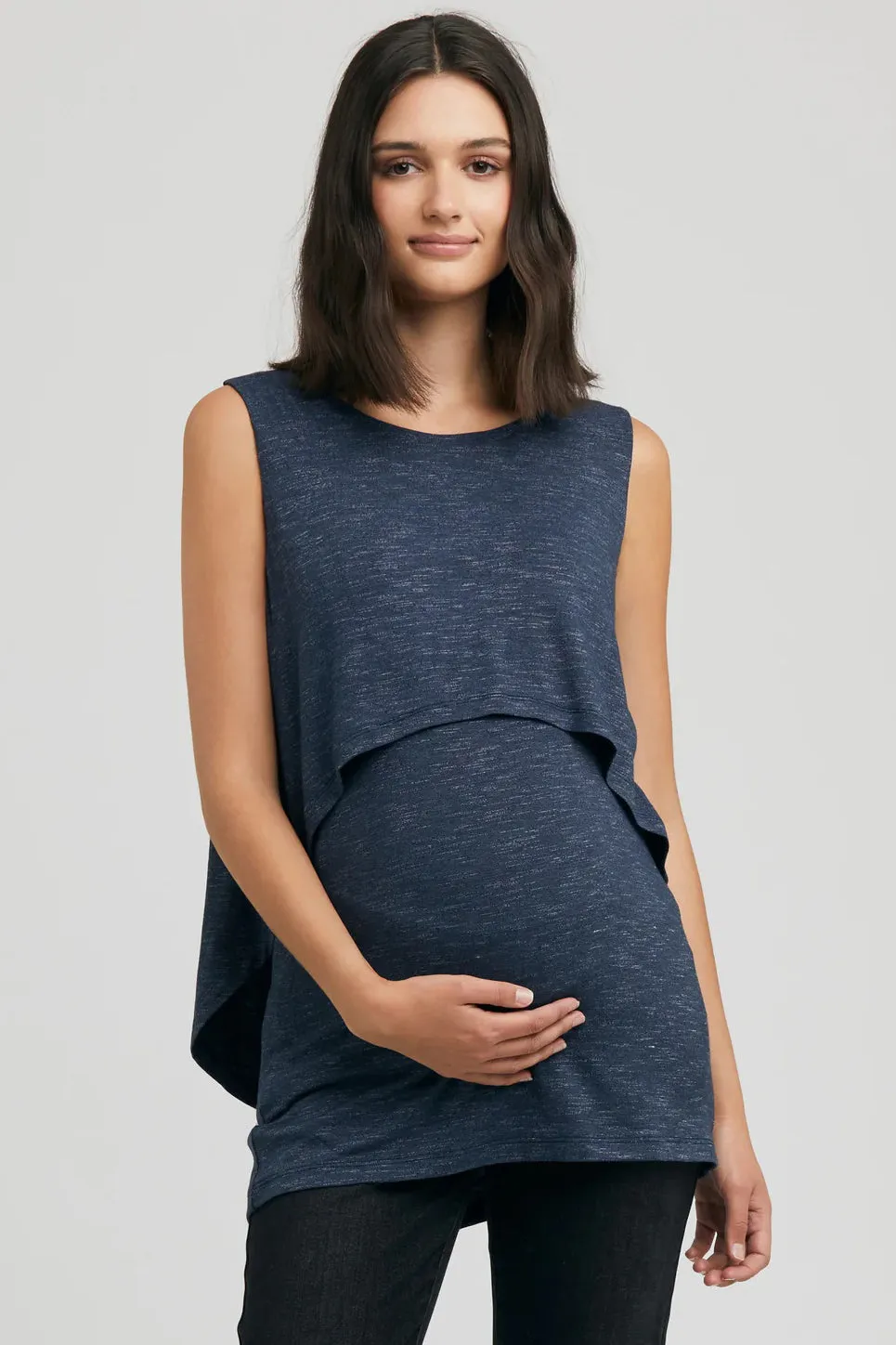 Swing Back Maternity Nursing Top Denim Marle