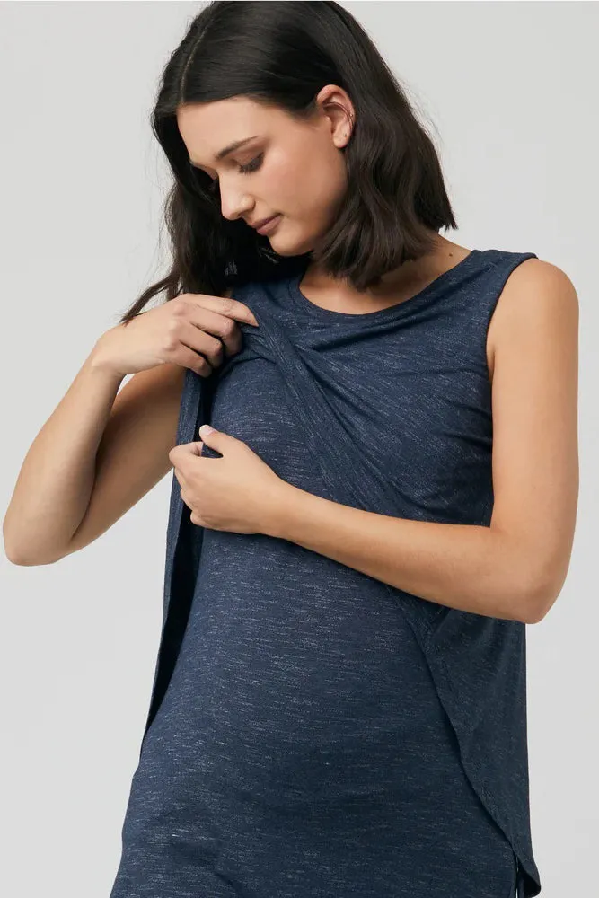 Swing Back Maternity Nursing Top Denim Marle