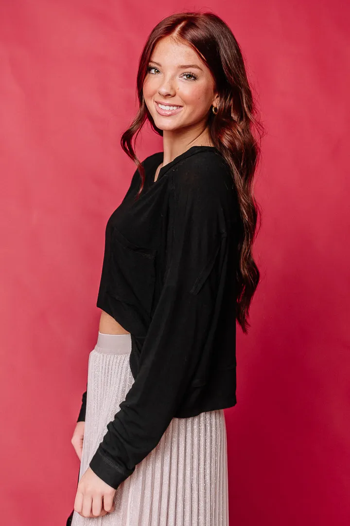 Taken Back Casual Knit Top | Black