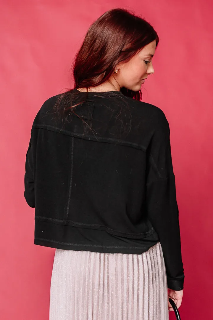 Taken Back Casual Knit Top | Black